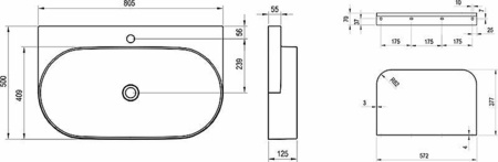 Раковина подвесная Ravak Yard 80 XJX01280002
