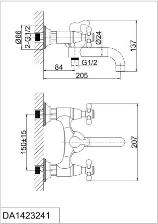 Смеситель для ванны D&K Hessen Hercules (DA1423241) Смеситель для ванны D&K Hessen Hercules (DA1423241)