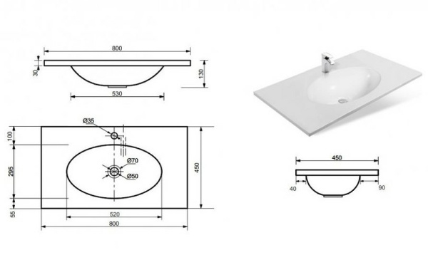 Раковина Misty Вегас 80 ФР-00000959