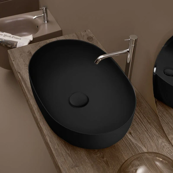 Раковина накладная (60х40) Kerasan Nolita 534331 черный матовый