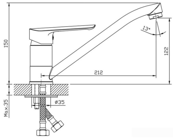 Смеситель для кухни Esko Lagos LG 05, хром