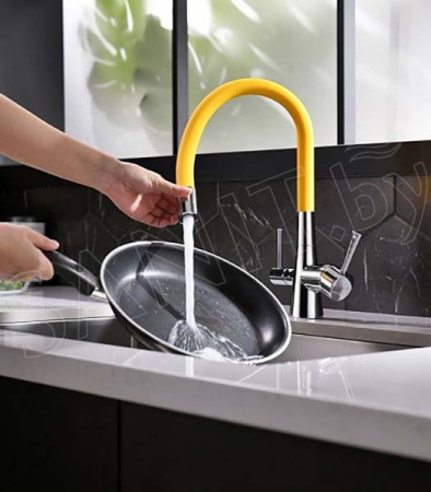Смеситель для кухни Lemark Comfort с подключением к фильтру с питьевой водой (LM3075C-Yellow)
