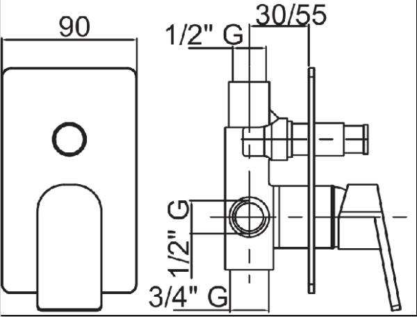 Смеситель для душа Cezares Trend TREND-VDIM-01-Cr