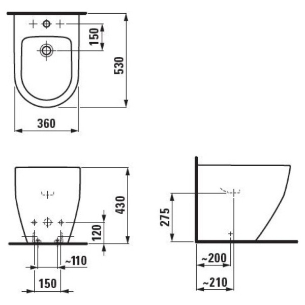 Биде напольное Laufen Pro 8.3295.2.000.302.1