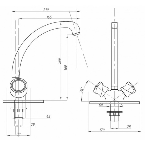 Смеситель для кухни FAUZT FZs-258-39 тип См-МДЦБА