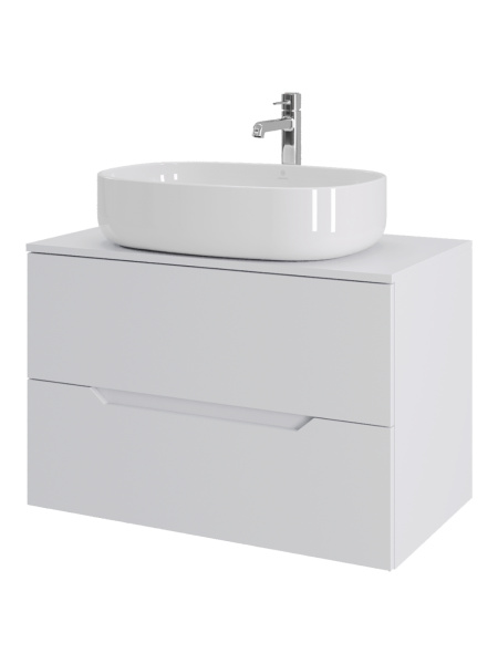 Тумба с раковиной подвесная 80 см, Orange Line Li-80TuwMDF+B08-600W белый