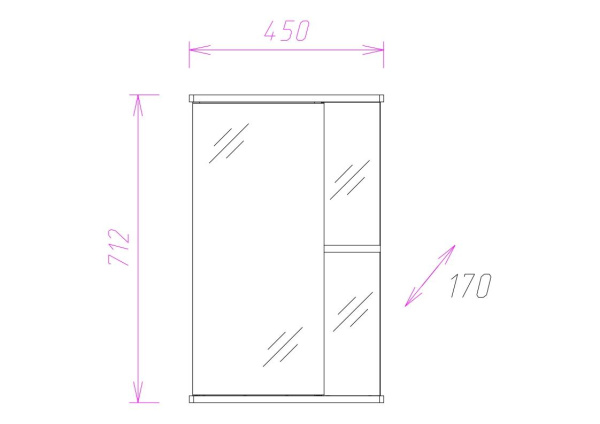 Зеркало-шкаф Onika Карина 45 (45x71,2) 204504