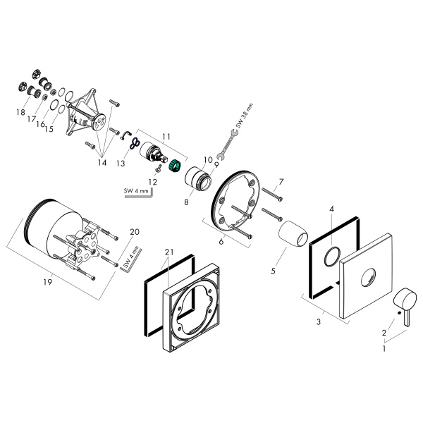 Смеситель для душа встраиваемый Hansgrohe Finoris 76615670 черный матовый