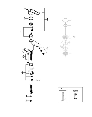 Смеситель для раковины без донного клапана Grohe Eurosmart New 23986 003 (23986003) хром