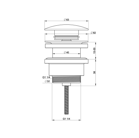 Донный клапан для раковины  WONZON & WOGHAND, черный матовый WW-88SS07-MB