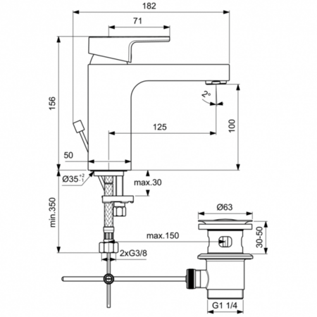 Смеситель для раковины Ideal Standard EDGE A7104AA, хром