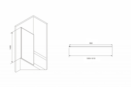 Шторка на ванну (100х140) ABBER Immer Offen AG71100B черный