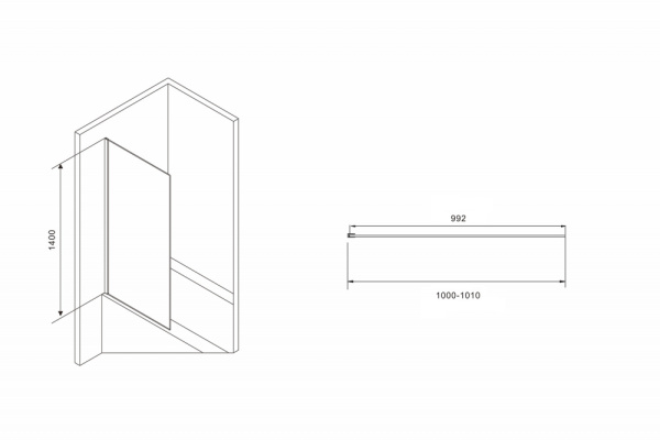 Шторка на ванну (100х140) ABBER Immer Offen AG71100B черный