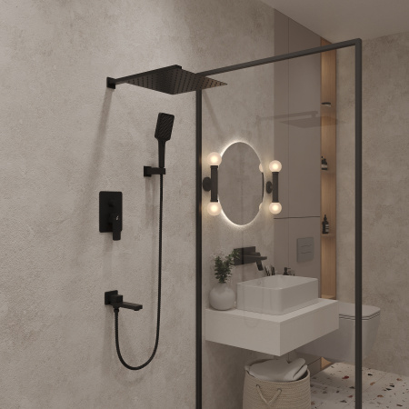 Душевой комплект с внутренней частью Oliveeka D OL-939003-MB, черный матовый