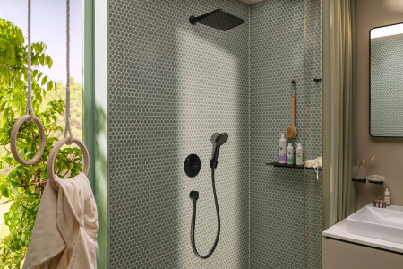 Смеситель для ванны на 2 потребителя Hansgrohe DuoTurn S 75418670 черный матовый
