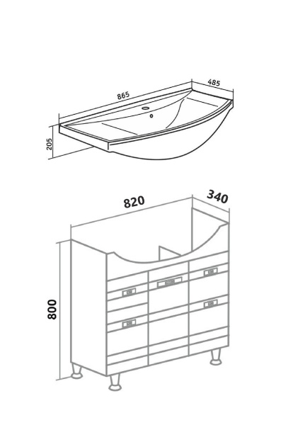 Тумба под раковину RunoТурин 85 (УТ000002095)