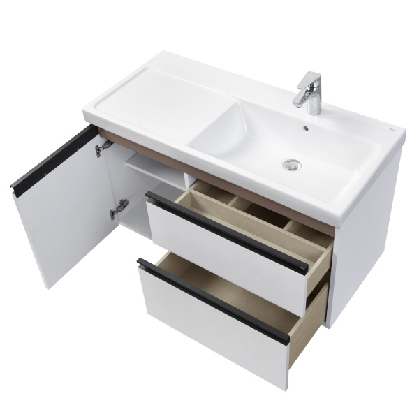 Тумба под раковину Roca Domi 100 белый глянец 2 ящика, правая A857478806