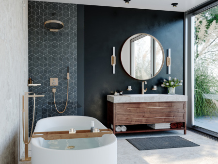 Смеситель для ванны напольный Hansgrohe Metropol 32532140 шлифованная бронза