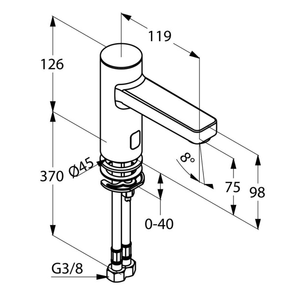 Смеситель для раковины электронный Kludi Zenta 3820205