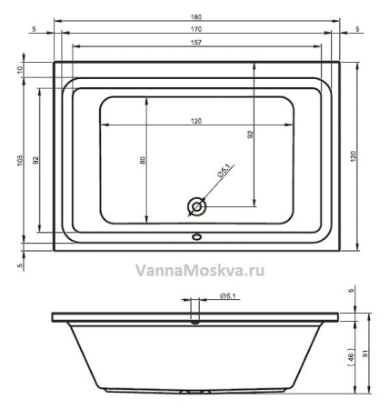 Акриловая ванна RIHO Castello (180x120) B064001005 без гидромассажа