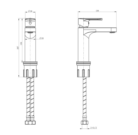 Смеситель для раковины WONZON & WOGHAND, белый матовый WW-H1032-MW