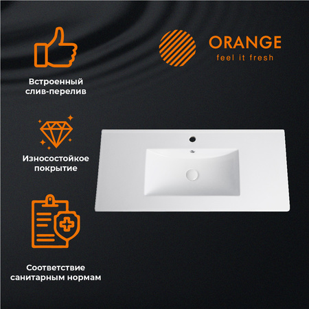 Раковина встраиваемая сверху (101,5х46,5) Orange  B03-1000W белый глянец