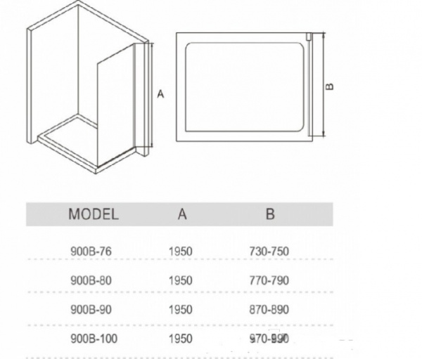 Душевая перегородка WeltWasser WW900 900B-100 (10000002928)