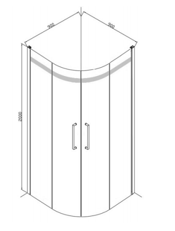 Душевой уголок BRAVAT Wave без поддона две раздвижные двери 900x900x2000 (BS090.1202S)