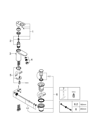 Cмеситель для раковины Grohe BauLoop 23335 000 (23335000) хром