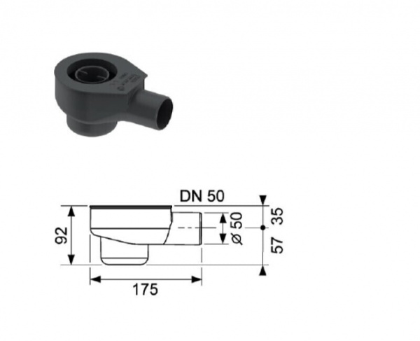 Сифон горизонтальный для душевого лотка TECE 650001