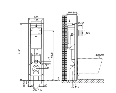 Инсталляция с подвесным безободковым унитазом Jacob Delafon Struktura E21754RU-00