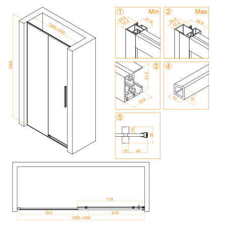 Душевая дверь 140 см RGW Stilvoll SV-12 32321214-11 прозрачное