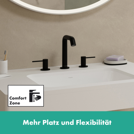 Смеситель для раковины на 3 отверстия с донным клапаном Push-Open Hansgrohe Tecturis S 73330670 черный матовый