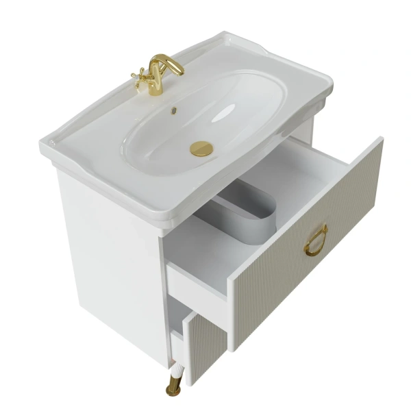 Тумба напольная Grossman АТРИО-85 см 108016 с 2-я ящ, белый глянец