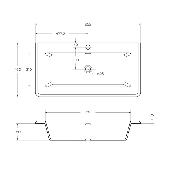 Раковина Cezares Idra 50264 95,5x49 см, накладная, белый матовый Bianco opaco