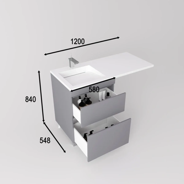 Тумба под стиральную машину напольная без раковины Style Line Даллас Леон СС-00002450 светло-серый матовый