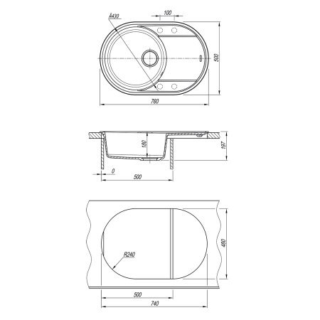 Кухонная мойка Lemark LACHA 760 антрацит  9910055