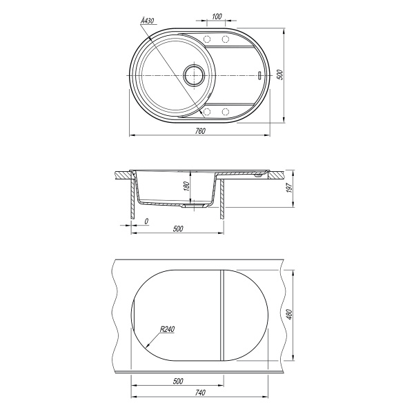 Кухонная мойка Lemark LACHA 760 бежевый 9910056