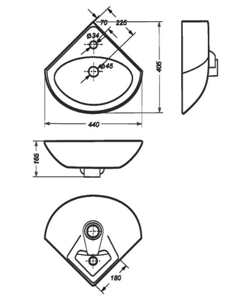 Раковина (36x36) Style Line Веер ЛС-00000166