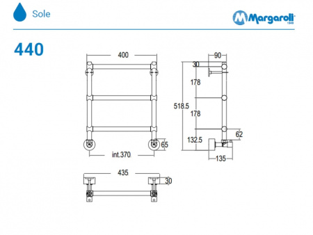 Полотенцесушитель водяной Margaroli Sole 4403704ORBN