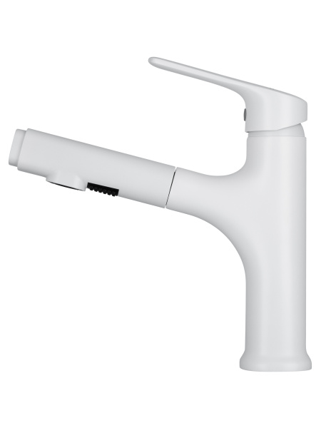 Смеситель для раковины с выдвижным изливом WONZON & WOGHAND, белый матовый WW-AE4151-MW