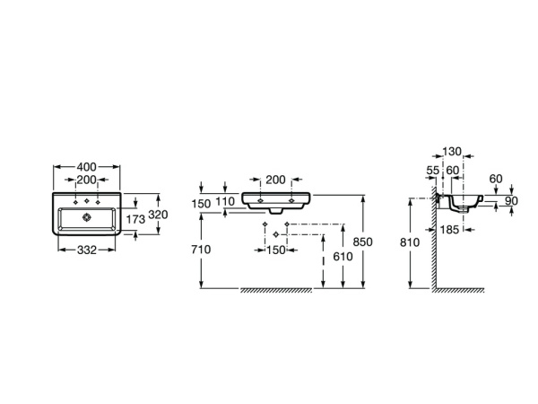 Раковина подвесная (40х32) Roca Dama-N  32778A000