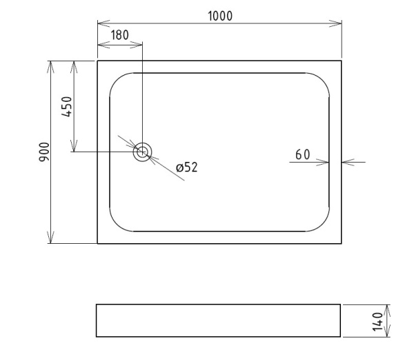 Акриловый душевой поддон (100х90) Gemy ST12B прямоугольная, белый