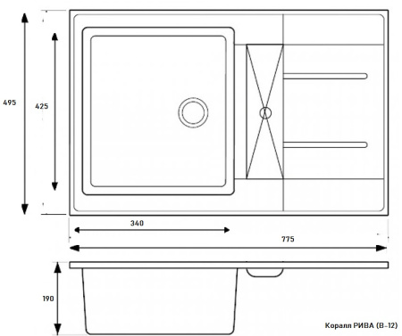 Кухонная мойка Whinstone Коралл (В18) черный 44113