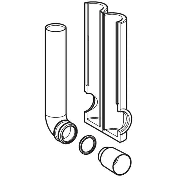 Колено смыва Geberit 90°, в комплекте, с изоляцией: d=56мм, Черный 119.652.16.1
