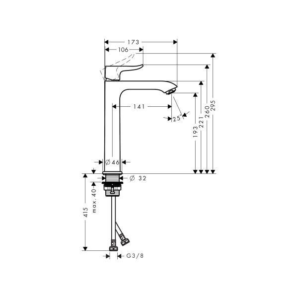 Смеситель для раковины без донного клапана Hansgrohe Metris 31185000 хром
