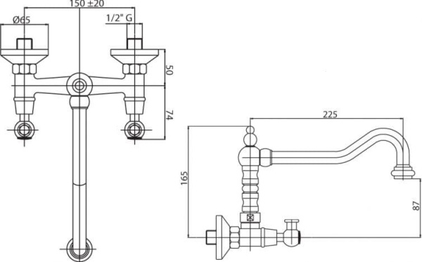 Смеситель для кухни Cezares Nostalgia NOSTALGIA-LLP-03/24