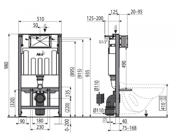 Скрытая система инсталляции для унитаза AlcaPlast Sadromodul AM101/1120-0001