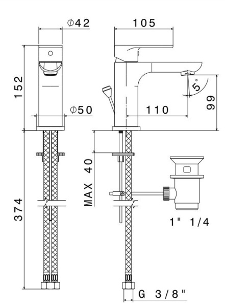 Смеситель для раковины Kerama Marazzi Piano 69310KM.21.018