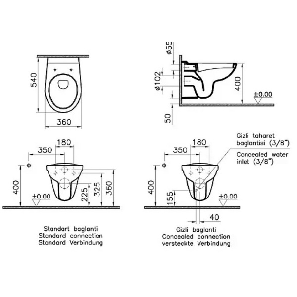 Инсталляция с унитазом Vitra Normus L-box 9773B003-7206